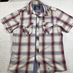 Company 81 Plaid Snap Front Shirt Mens Large Multi-Color Fair Western Epaulets